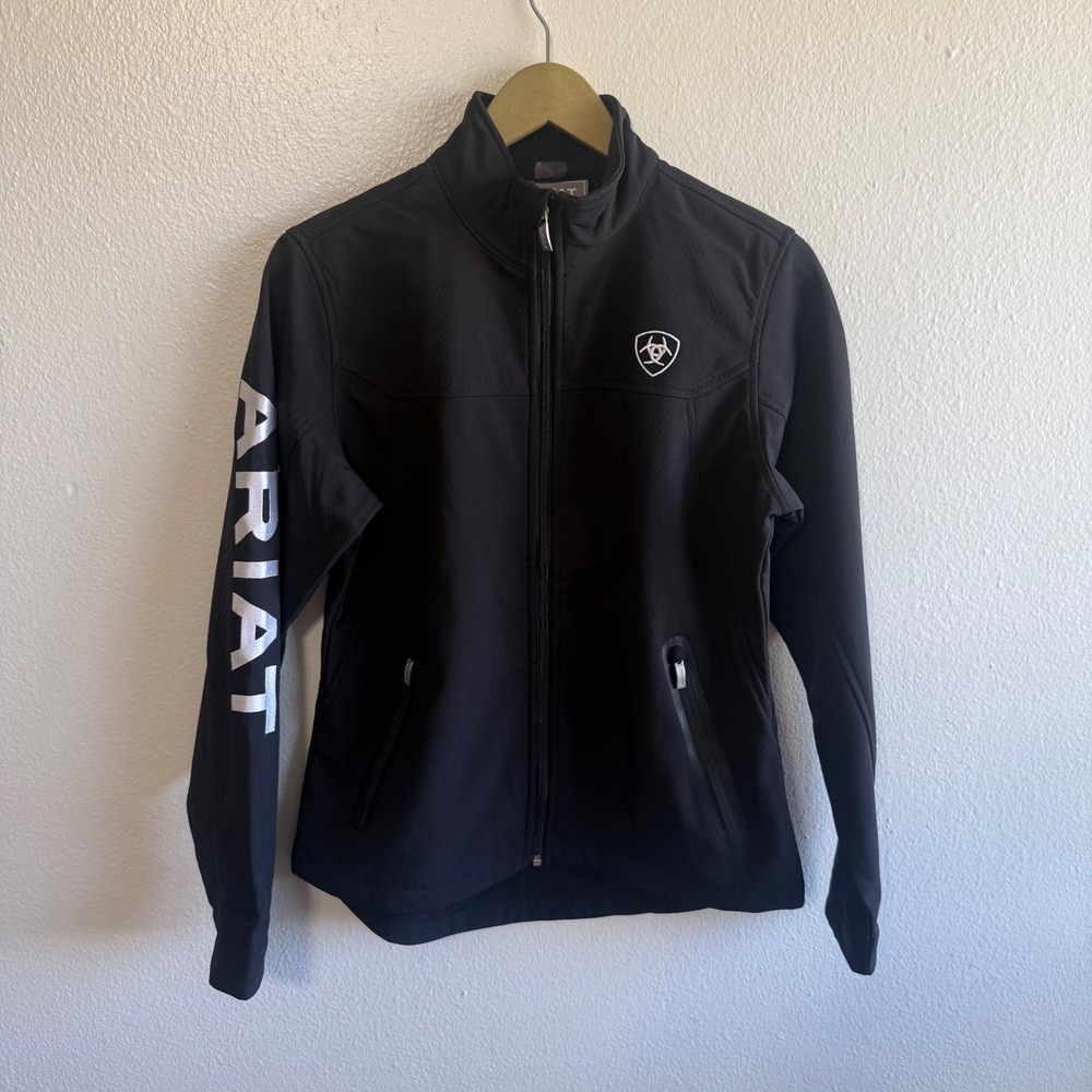 Ariat Women's Medium Black White New Team Softshell Jacket Western Outdoor